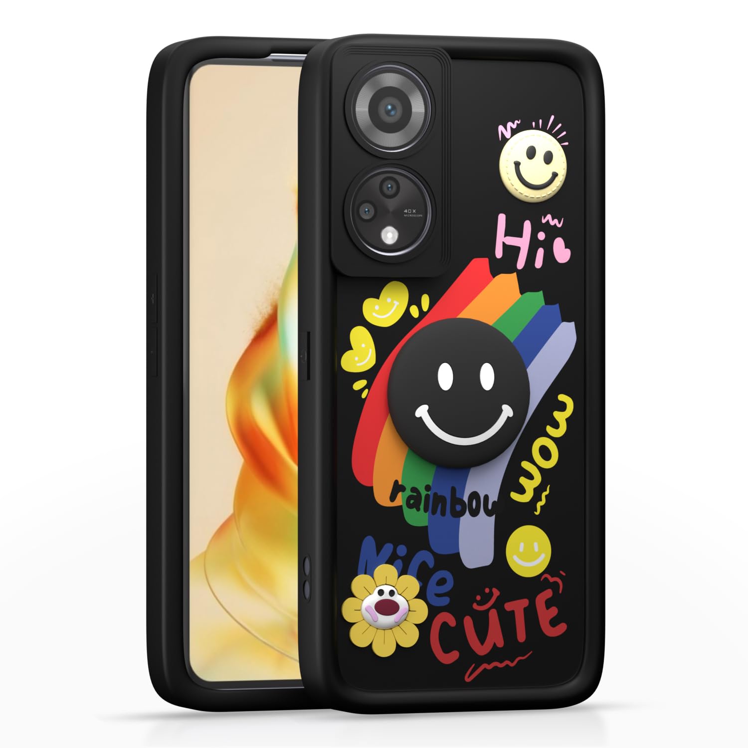 Oppo Reno 8T back cover in black by Pikkme