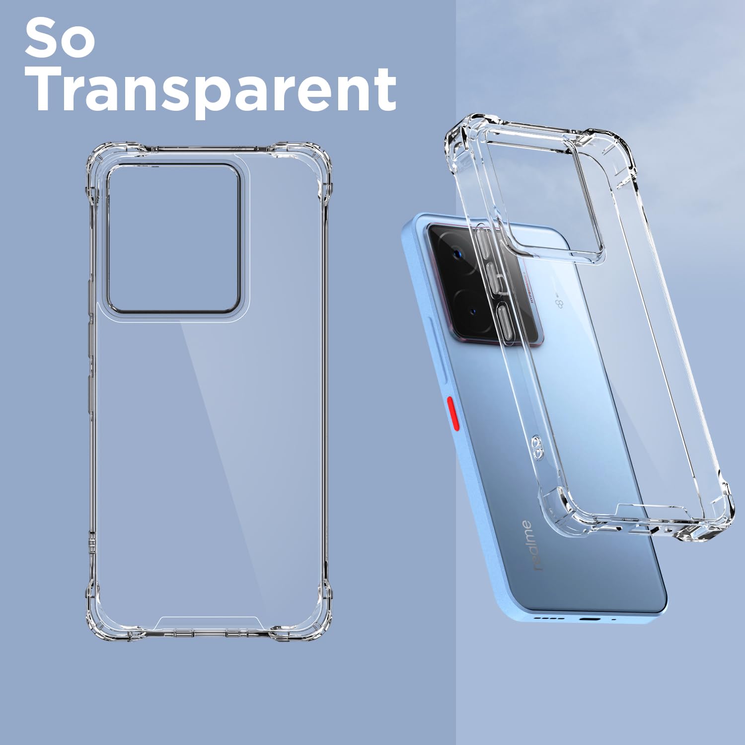 Pikkme Realme GT 7 5G / GT 7T 5G PC + TPU Crystal Clear Back Cover (Transparent)