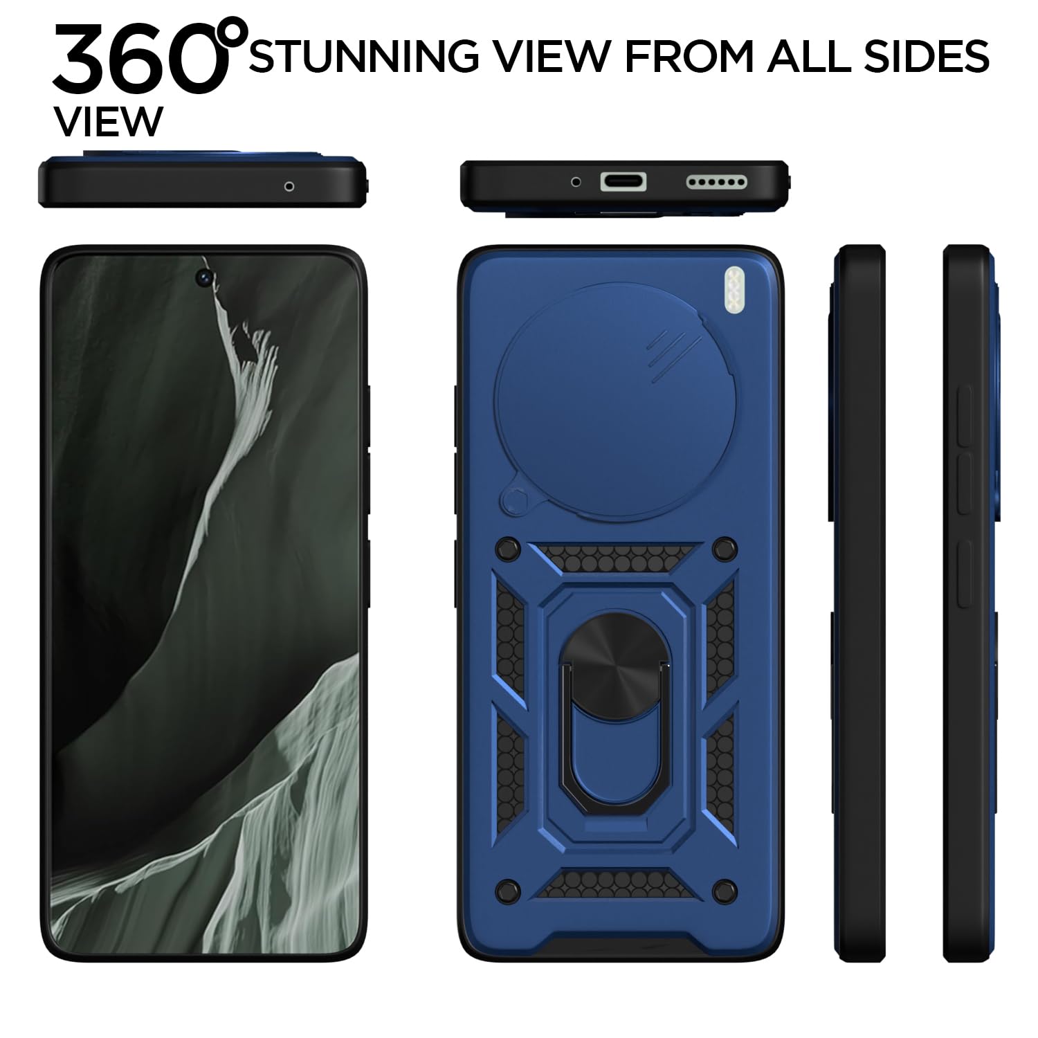 Pikkme Vivo X200 5G Sliding Camera Shield & Stand D10 Tough Armor Back Cover (Blue)