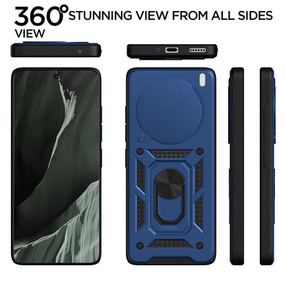 Pikkme Vivo X200 5G Sliding Camera Shield & Stand D10 Tough Armor Back Cover (Blue)