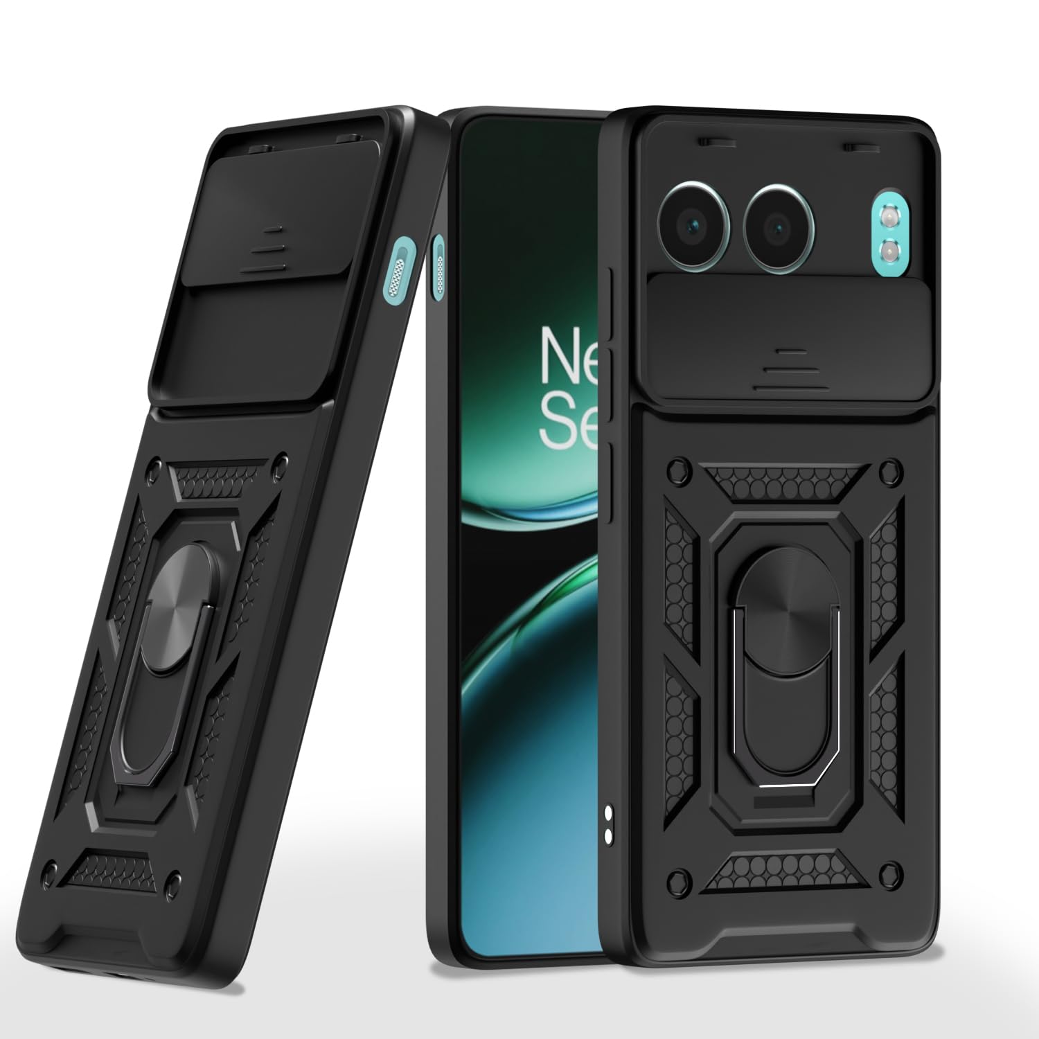 Pikkme OnePlus Nord 4 5G Sliding Camera Shield & Stand D10 Tough Armor Back Cover (Black)