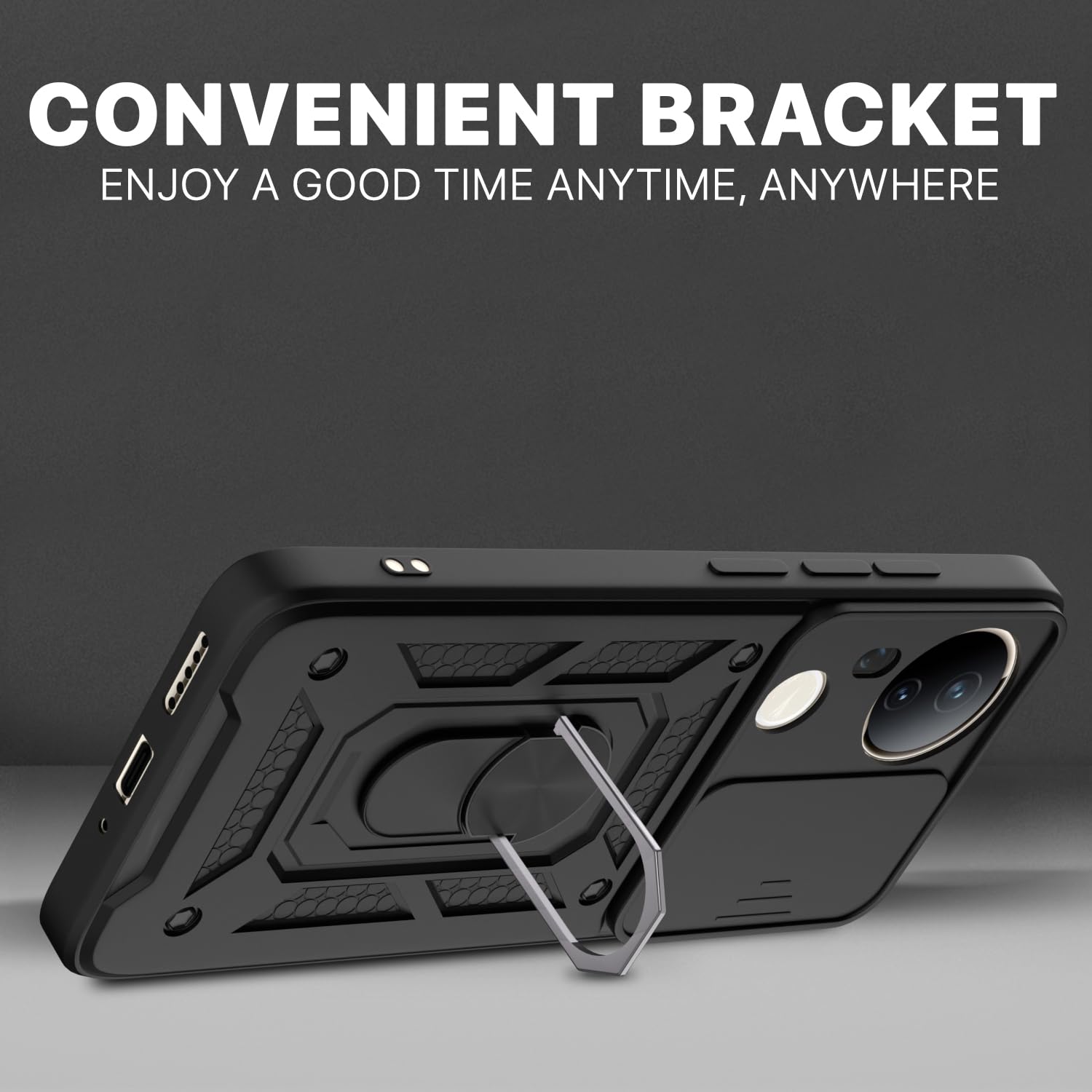 Pikkme Vivo T4 Ultra 5G D10 Tough Armor Back Cover (Black)
