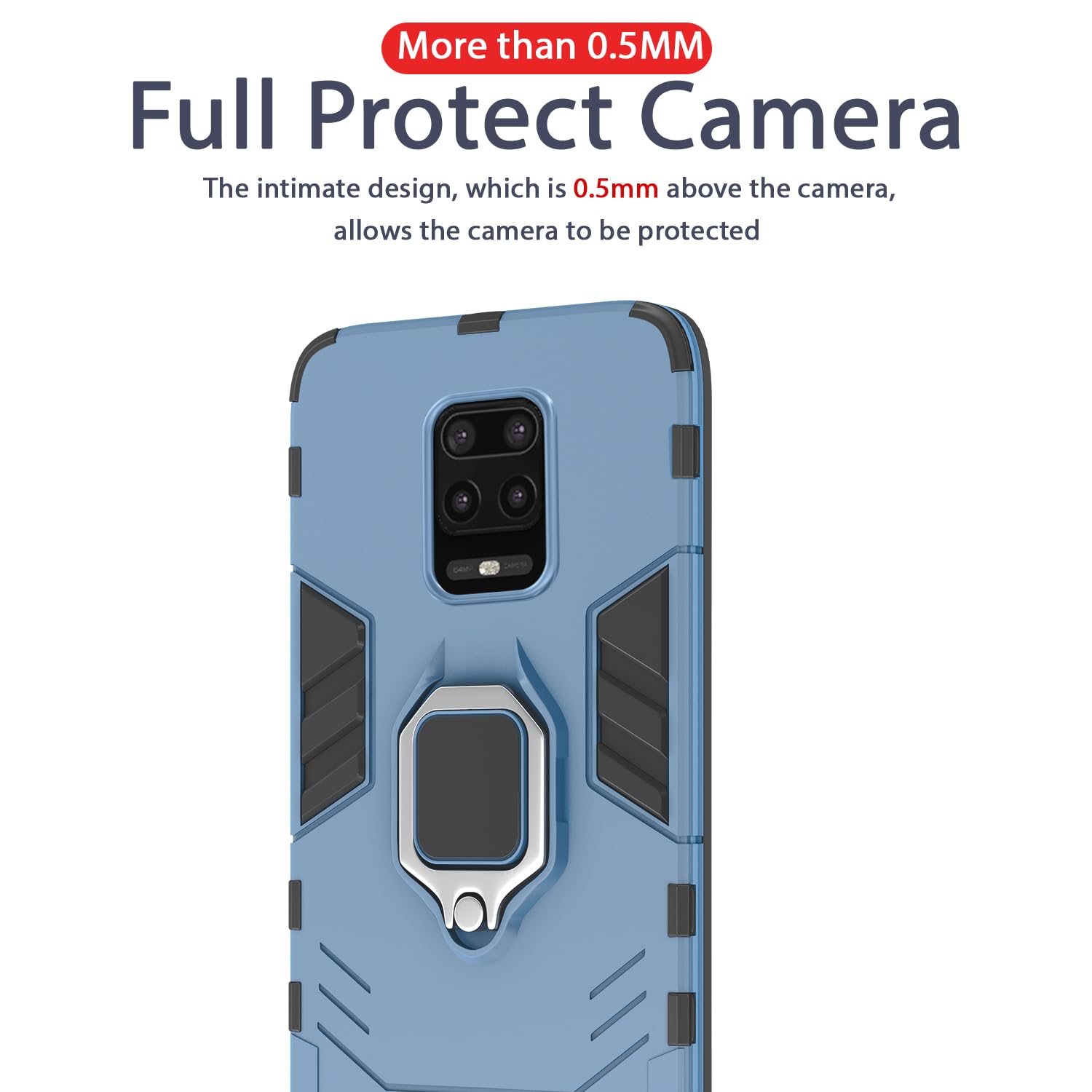 Pikkme Redmi Note 10 Lite/Redmi Note 9 Pro/Note 9 Pro Max D5 Tough Armor Back Cover | Blue