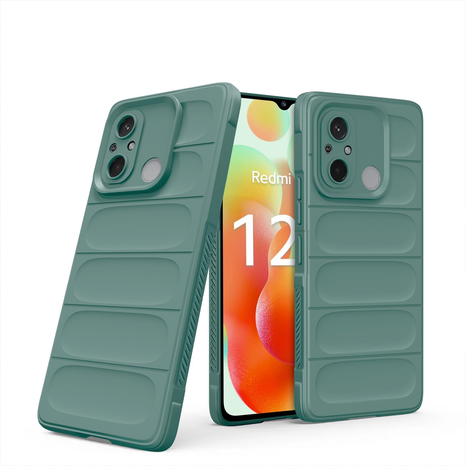 Redmi 12C/Poco C55 Liquid Silicone mobile cover in green by Pikkme