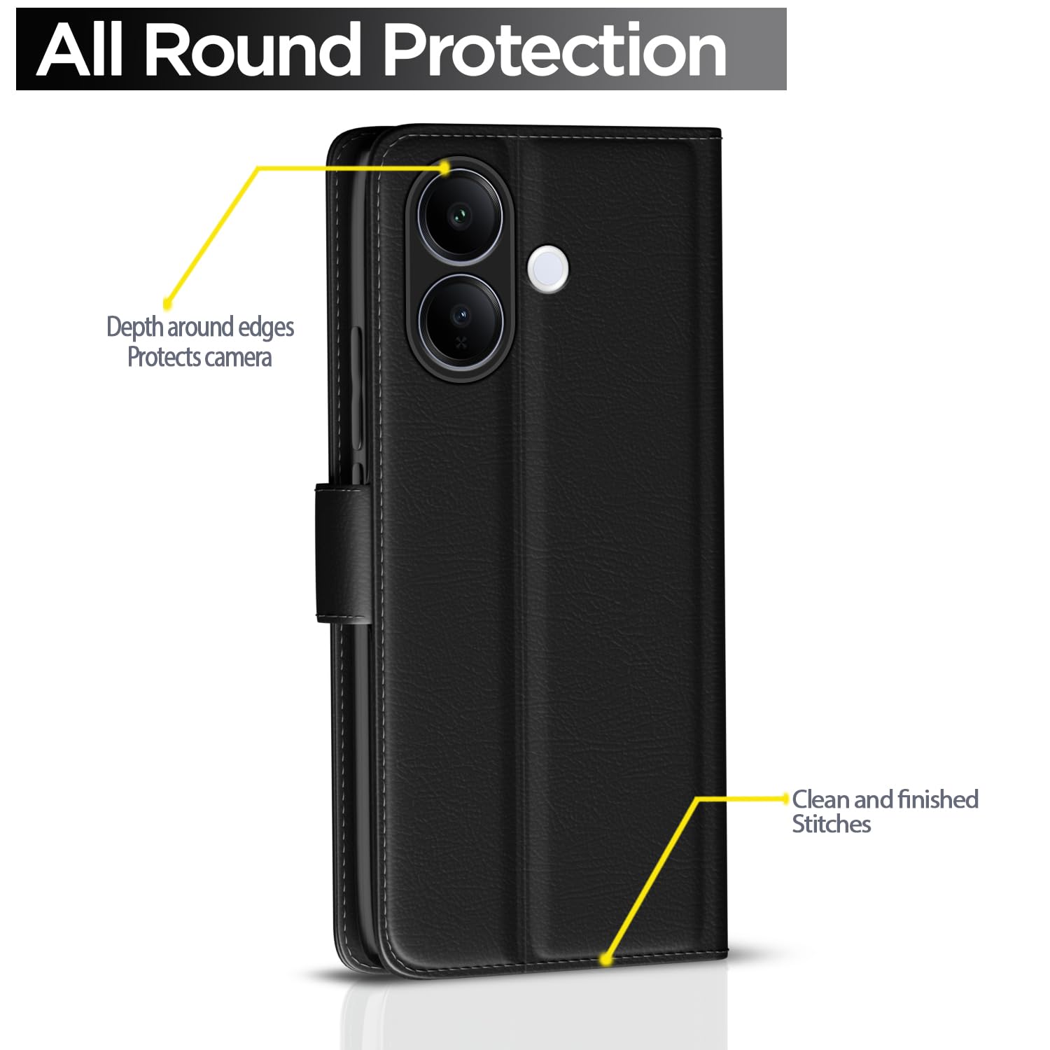 Pikkme black Wallet wallet flip cover for Vivo V60 Lite 5G – photo 4
