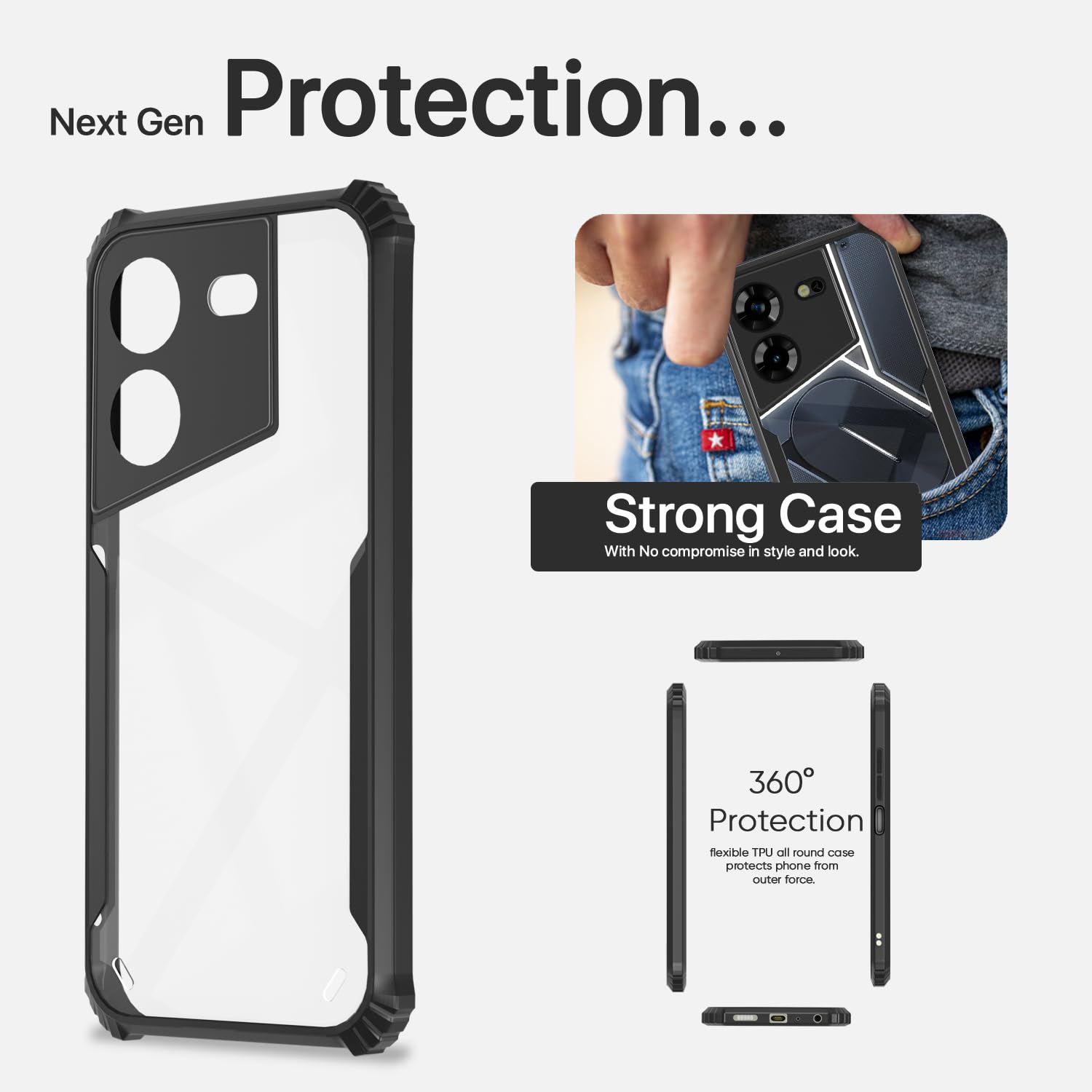 Tecno Pova 5/Pova 5 Pro 5G Clear phone cover in black by Pikkme – photo 6