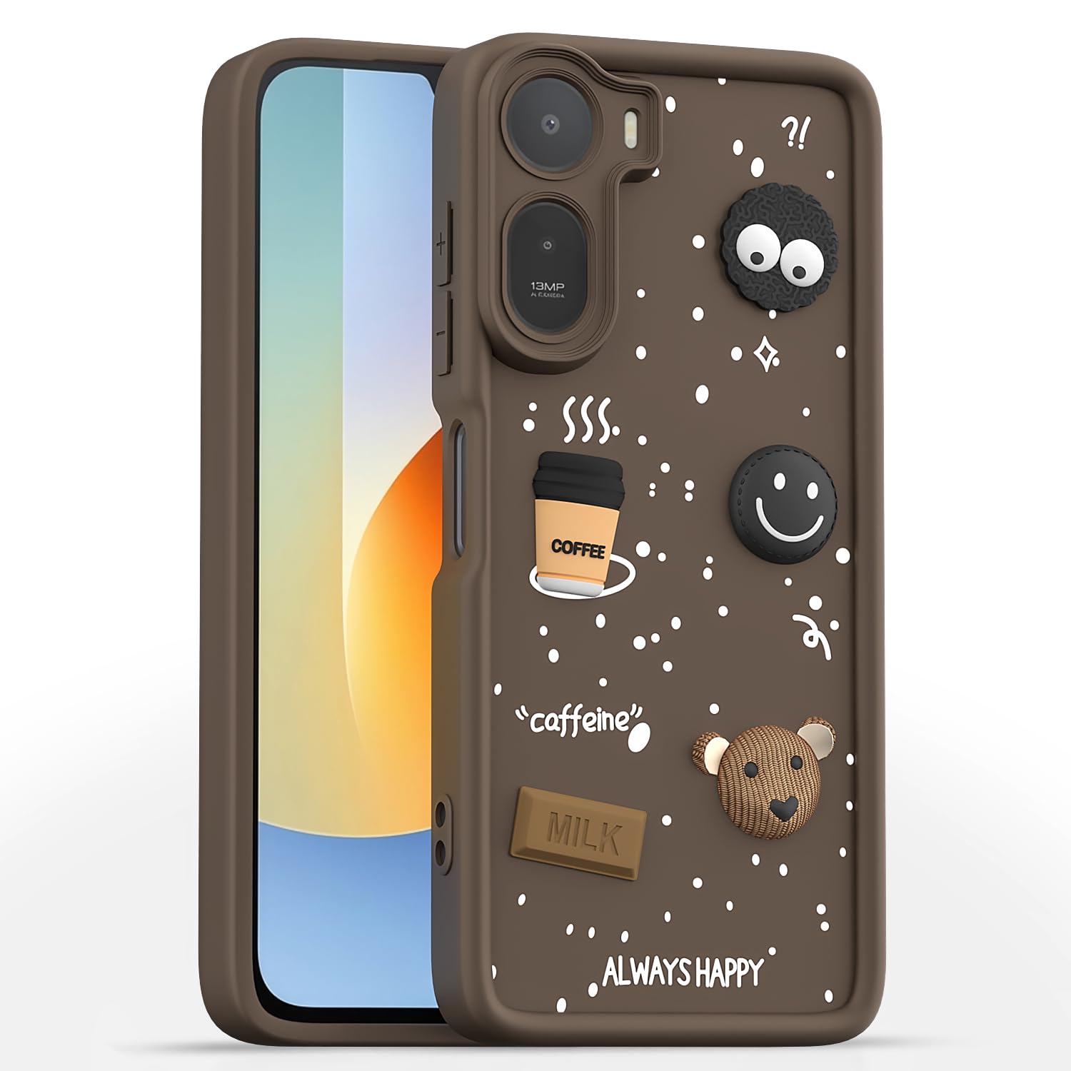 Pikkme brown Silicone mobile back cover for Redmi A7 Pro/Poco C85x 5G/3D
