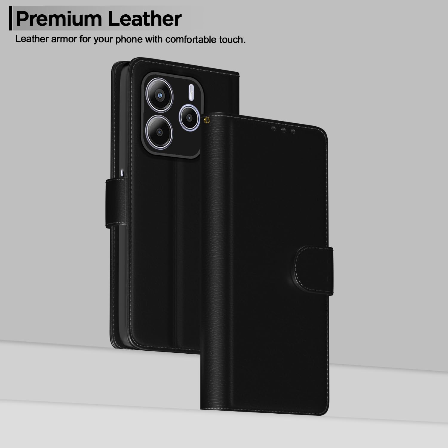 Redmi Note 14 5G flip cover in black by Pikkme – photo 2