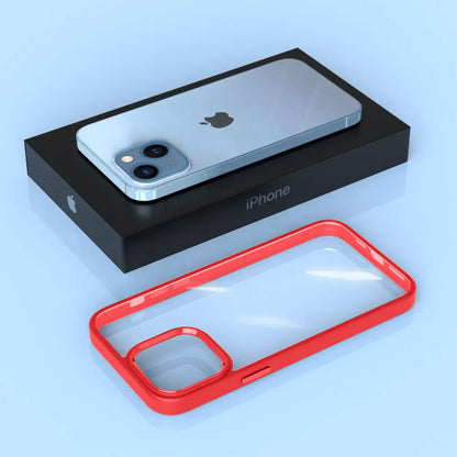 Pikkme iPhone 13 Electroplated Chrome Metal Ring Back Cover (Red)