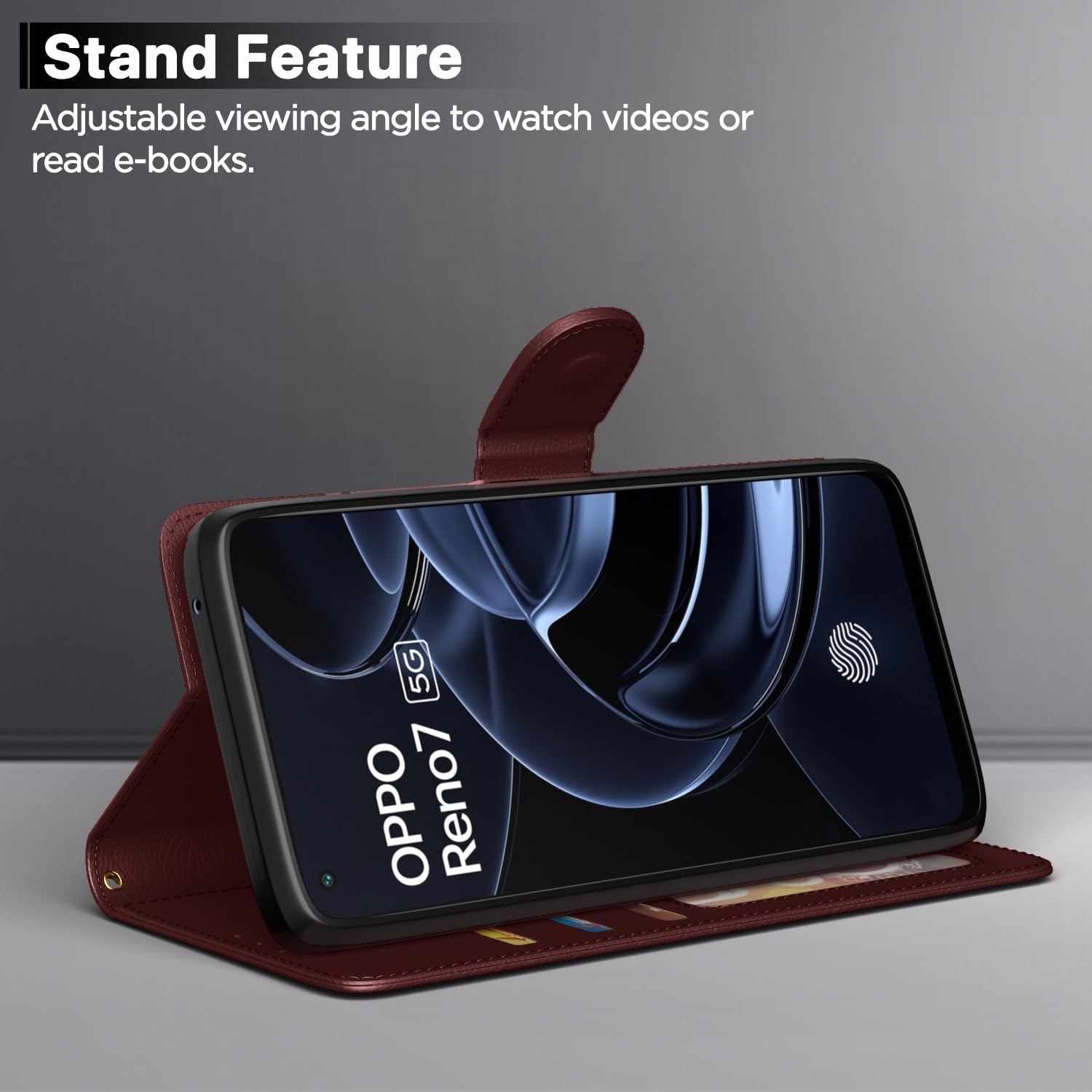 Oppo Reno 7 5G mobile flip cover in brown by Pikkme – photo 3