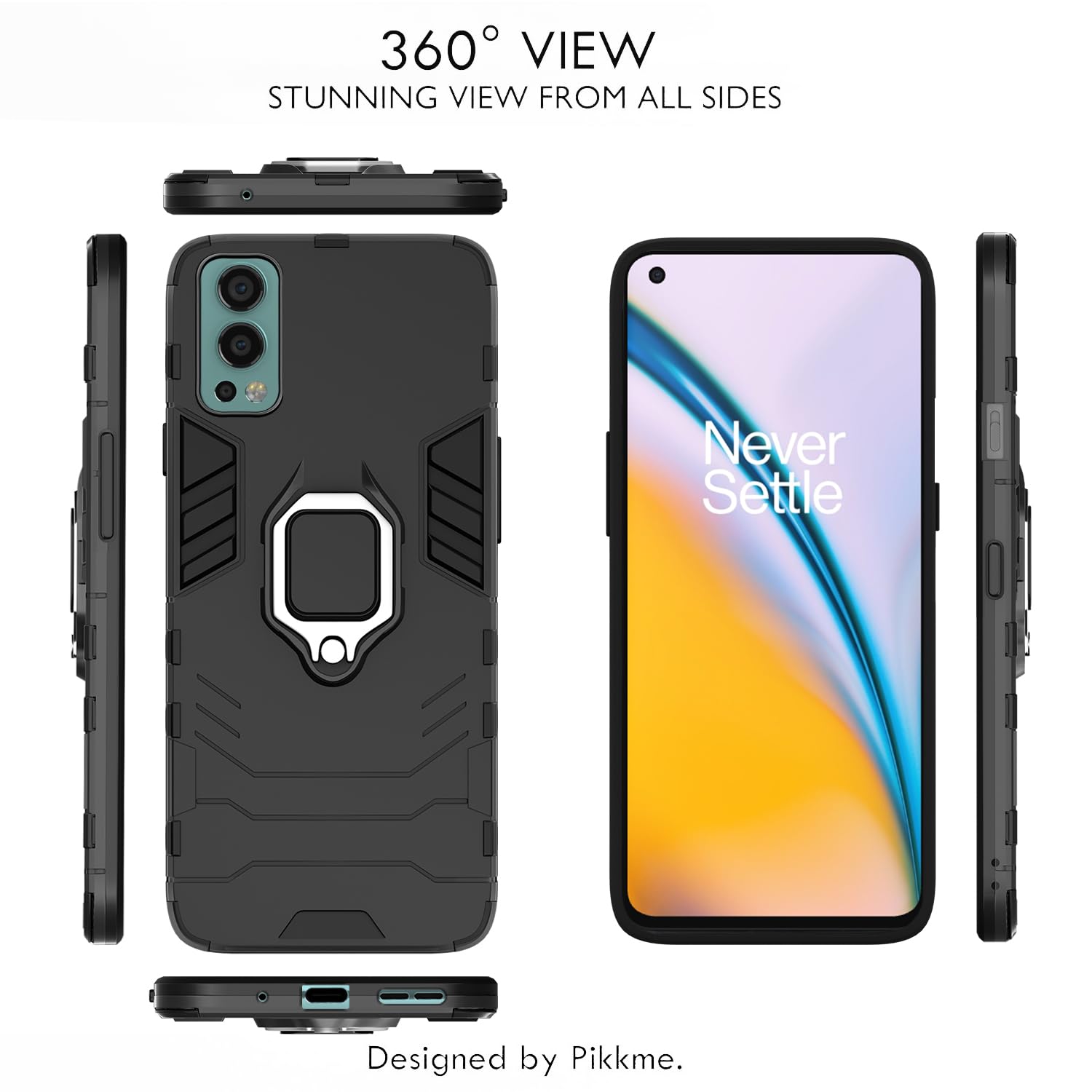 Pikkme OnePlus Nord 2 5G / OnePlus Nord 2 5G   D5 Tough Armor Back Cover | Black