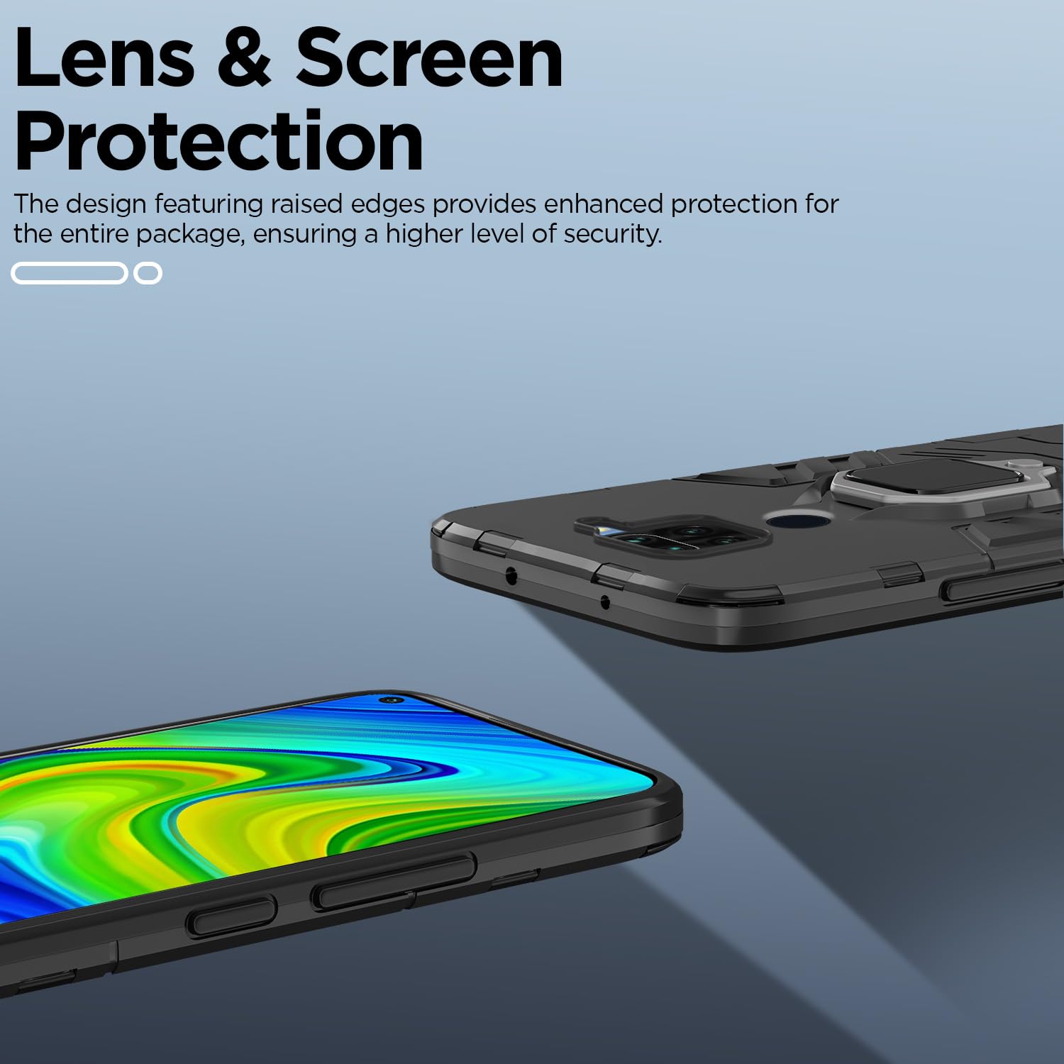 Pikkme Redmi Note 9 D5 Tough Armor Back Cover | Black
