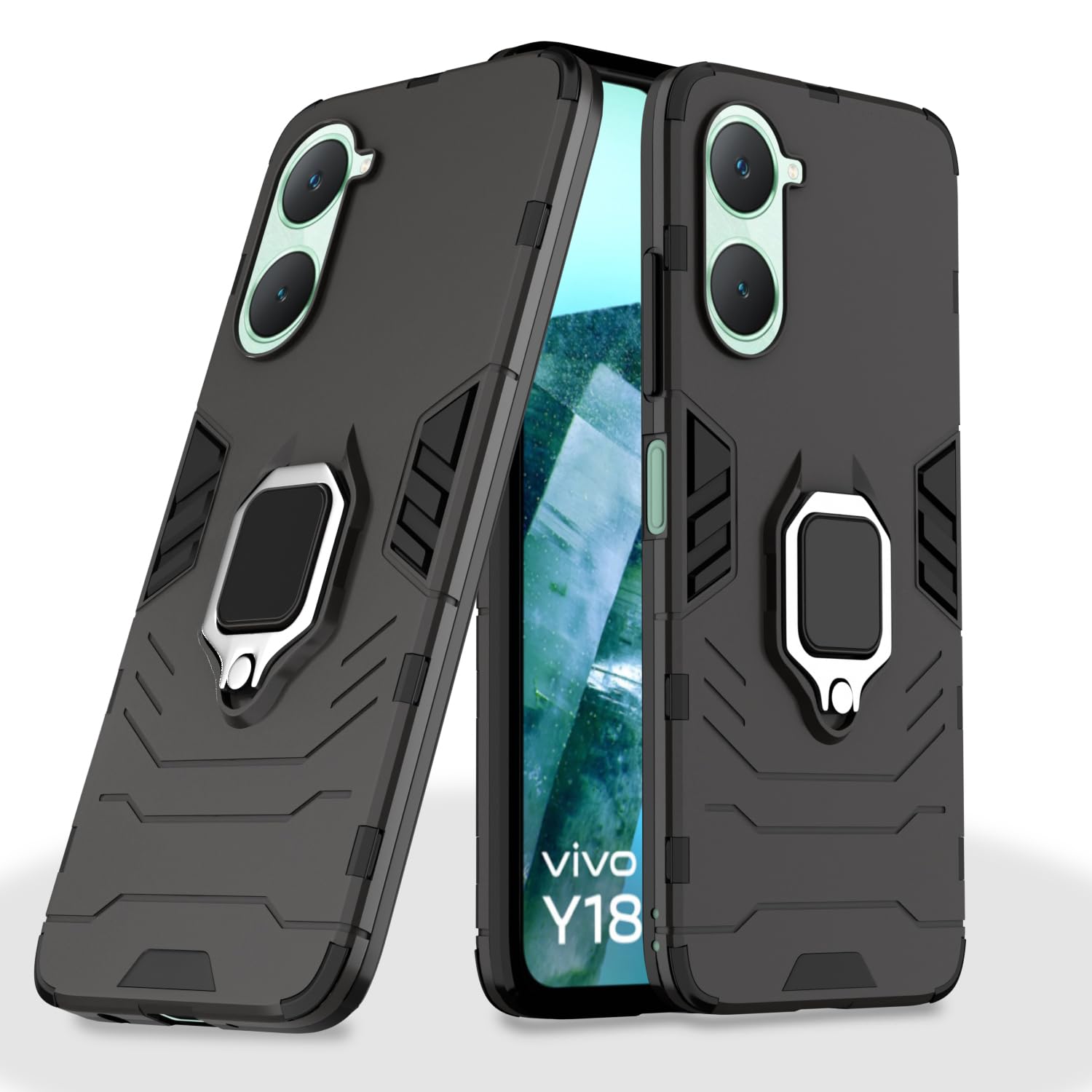 Black D5 Tough Armor phone cover for iQOO Z9 Lite 5G/Vivo T3 Lite 5G/Vivo Y18/Y18e/Y03 – Pikkme