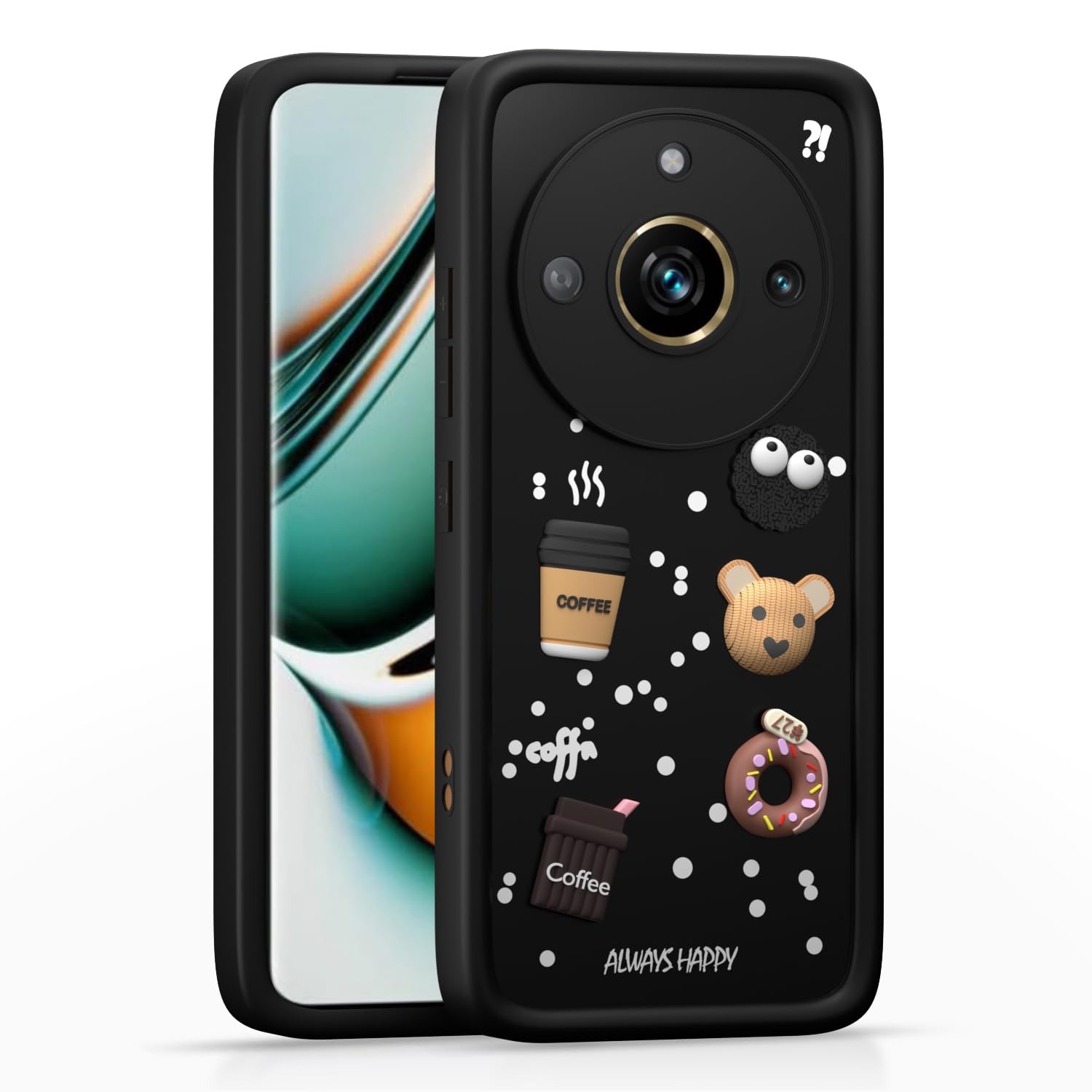 Pikkme  realme11pro5g Cute Fun Cartoon 3D Bear Silicone Back Cover - Black