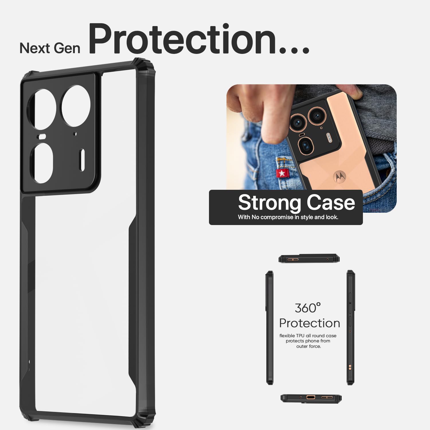 Pikkme Moto Edge 50 Ultra 5G Clear black mobile back cover – photo 6