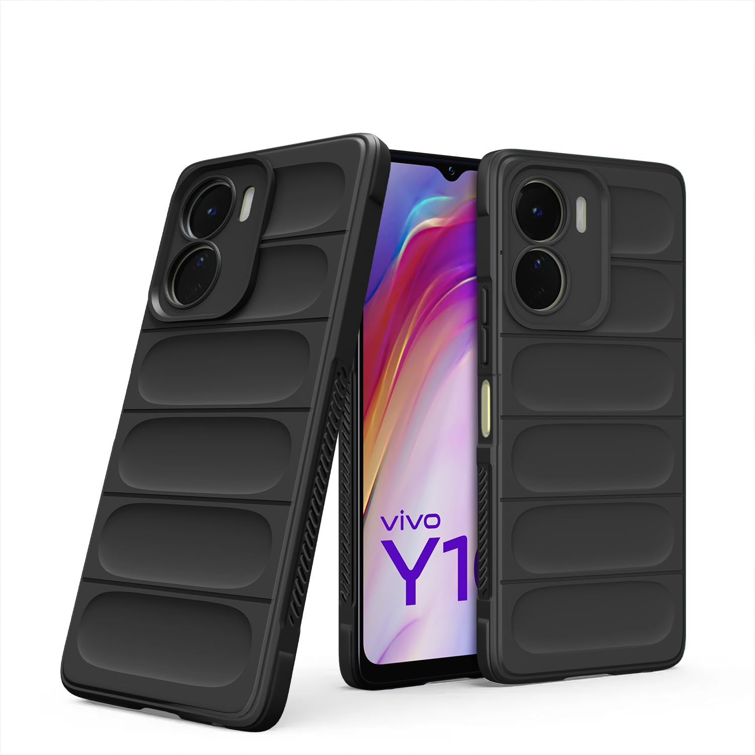 Pikkme black back cover for Vivo Y16/T2x/Y56