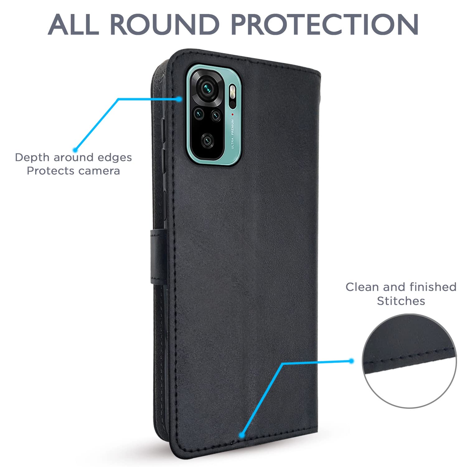 Redmi Note 10/Note 10s Wallet wallet flip cover in black by Pikkme – photo 4