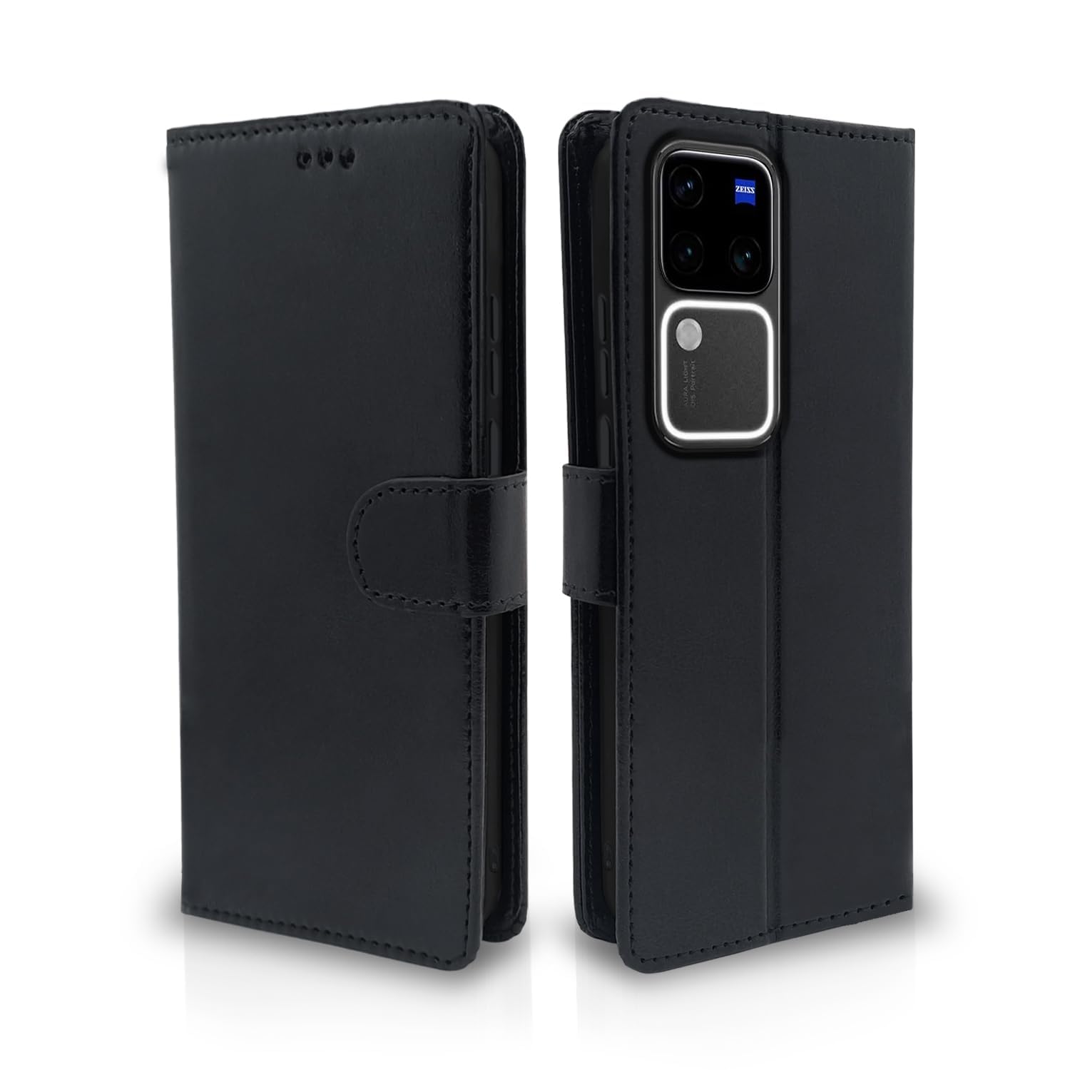 Vivo V30 Pro 5G mobile flip cover in black by Pikkme