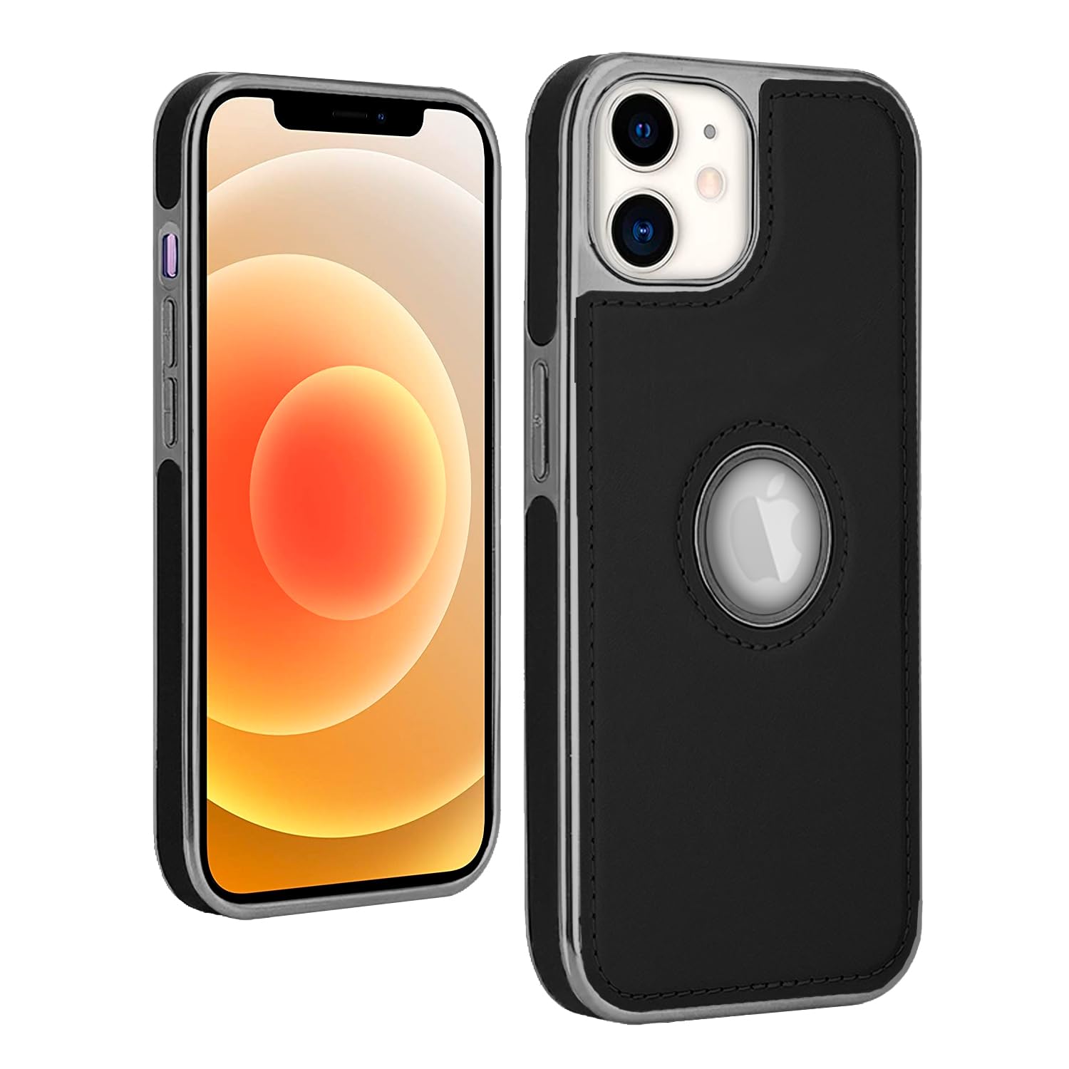 Pikkme black Leatherback back cover for iPhone 12/12 Pro