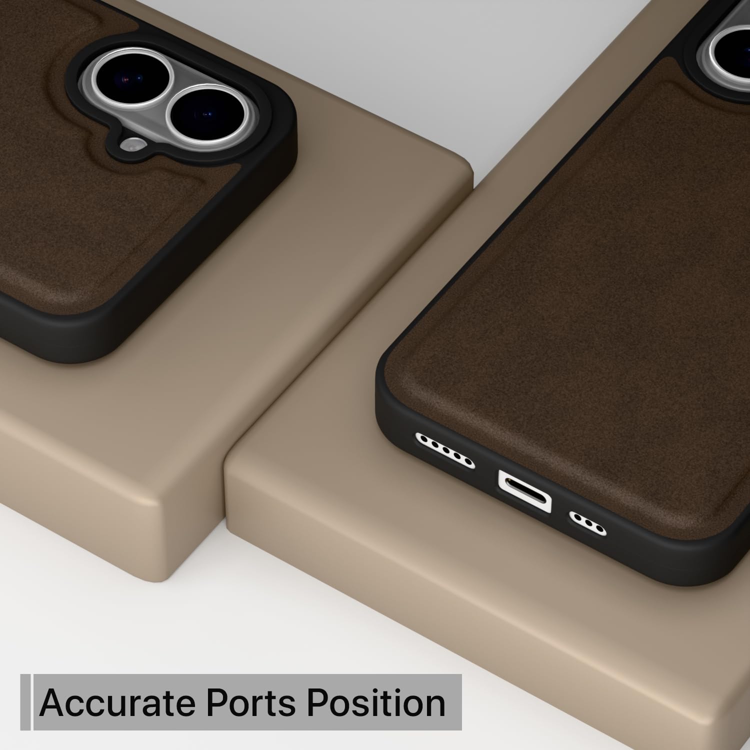 Pikkme brown Leather mobile back cover for iPhone 16 – photo 5