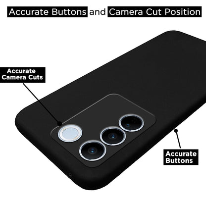 Pikkme Vivo V27 / V27 Pro 5G Soft Silicone Case with Camera Bumper Protection | Black