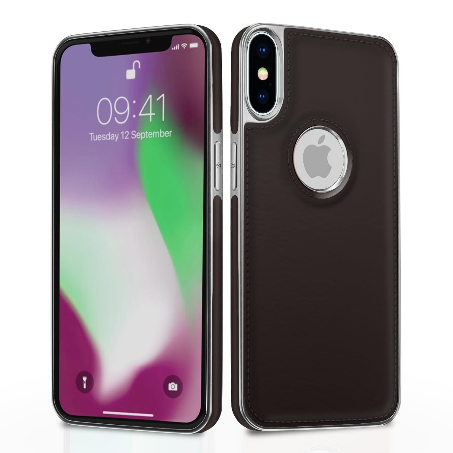 Pikkme chrome coffee Leatherback back cover for iPhone XS Max