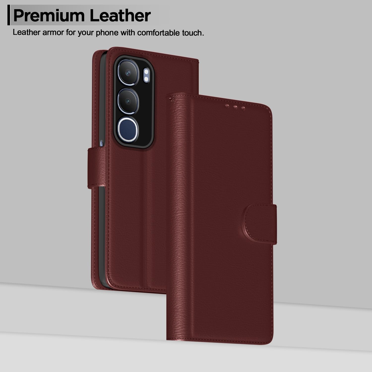 Pikkme brown Wallet mobile flip cover for Vivo Y19s – photo 2