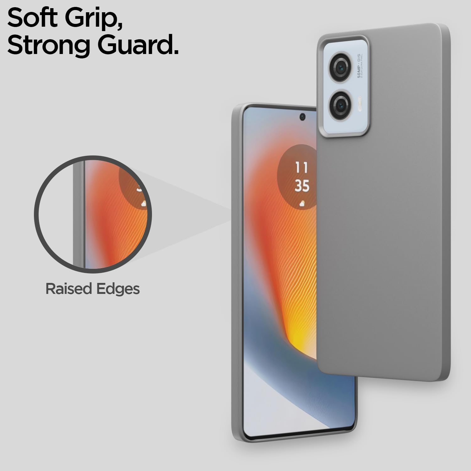Pikkme Moto Edge 50 Fusion 5G SideCut Soft Matte Silicone Back Cover (Grey)