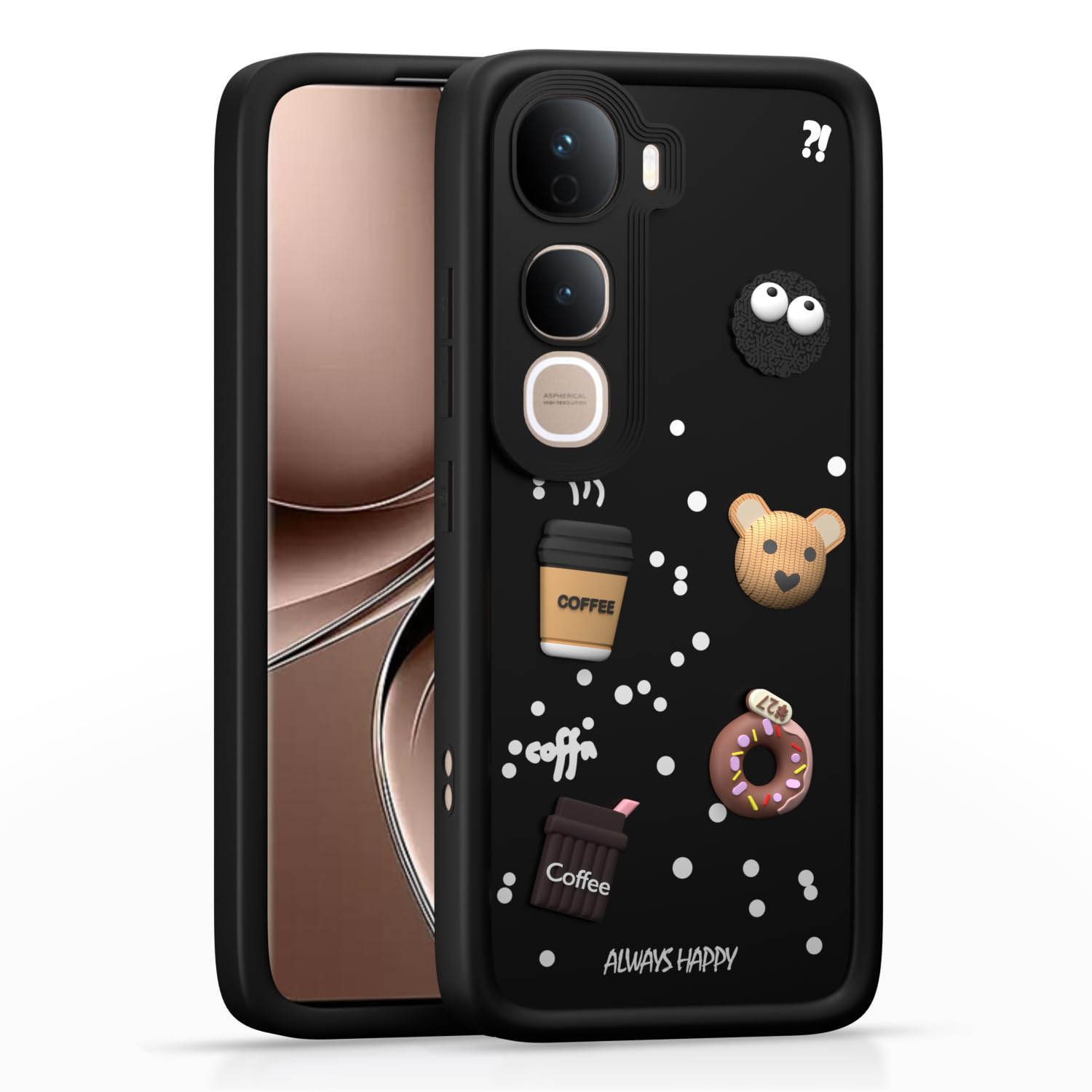 Vivo Y400 Pro 5G/3D mobile back cover in black by Pikkme
