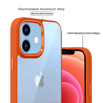 Pikkme iPhone 12/12 pro Electroplated Crome Metal Ring Back Cover (Orange)