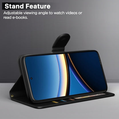 Pikkme Poco F7 Pro 5G Vintage Flip Cover (Black)