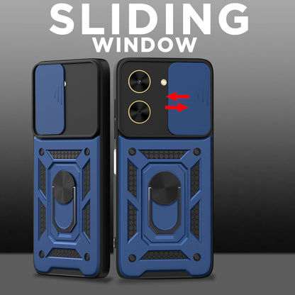 Pikkme Poco C71 D10 Tough Armor Back Cover (Blue)