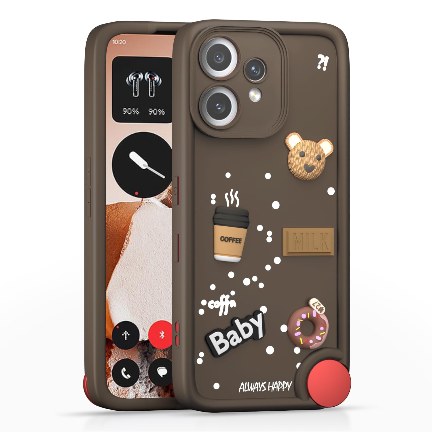 Pikkme CMF by Nothing Phone 2 Pro 5G Cute Fun Cartoon 3D Bear Coffee  Back Cover (Brown)