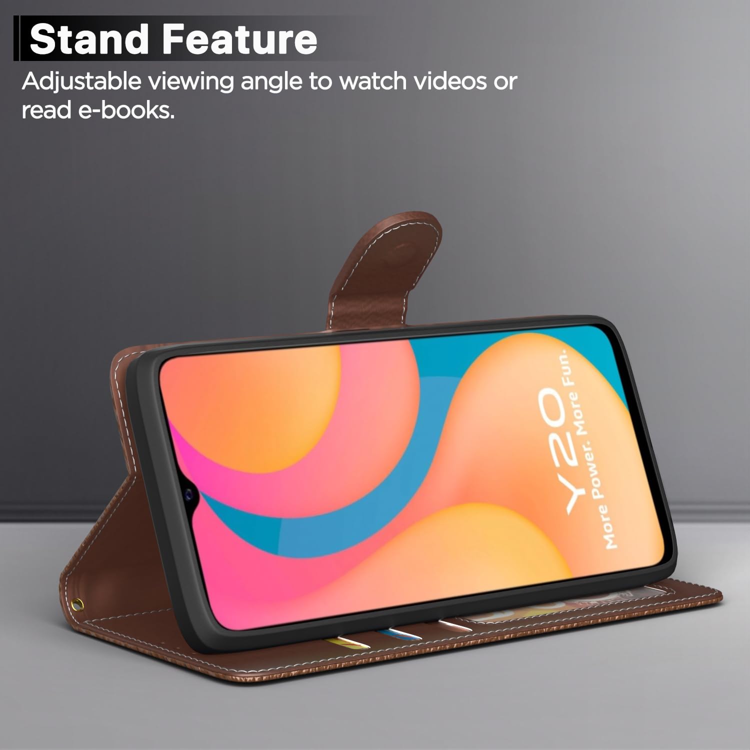 Pikkme tan Wallet flip cover for Vivo Y12s/Y20/Y20i/Y20G – photo 3