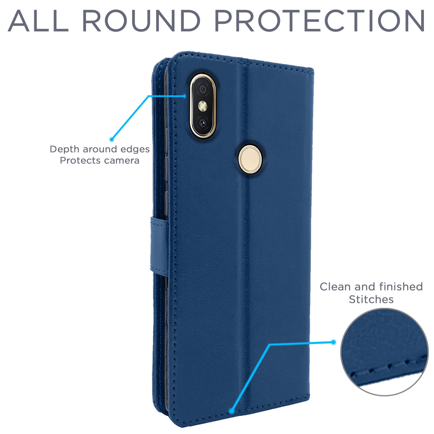 Pikkme Redmi Y2 Vintage Flip Cover (Blue)