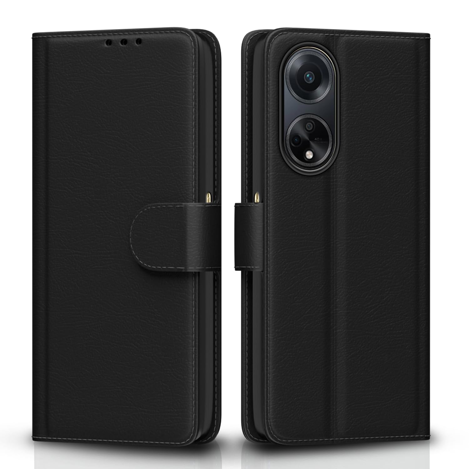 Pikkme black wallet flip cover for Oppo F23 5G