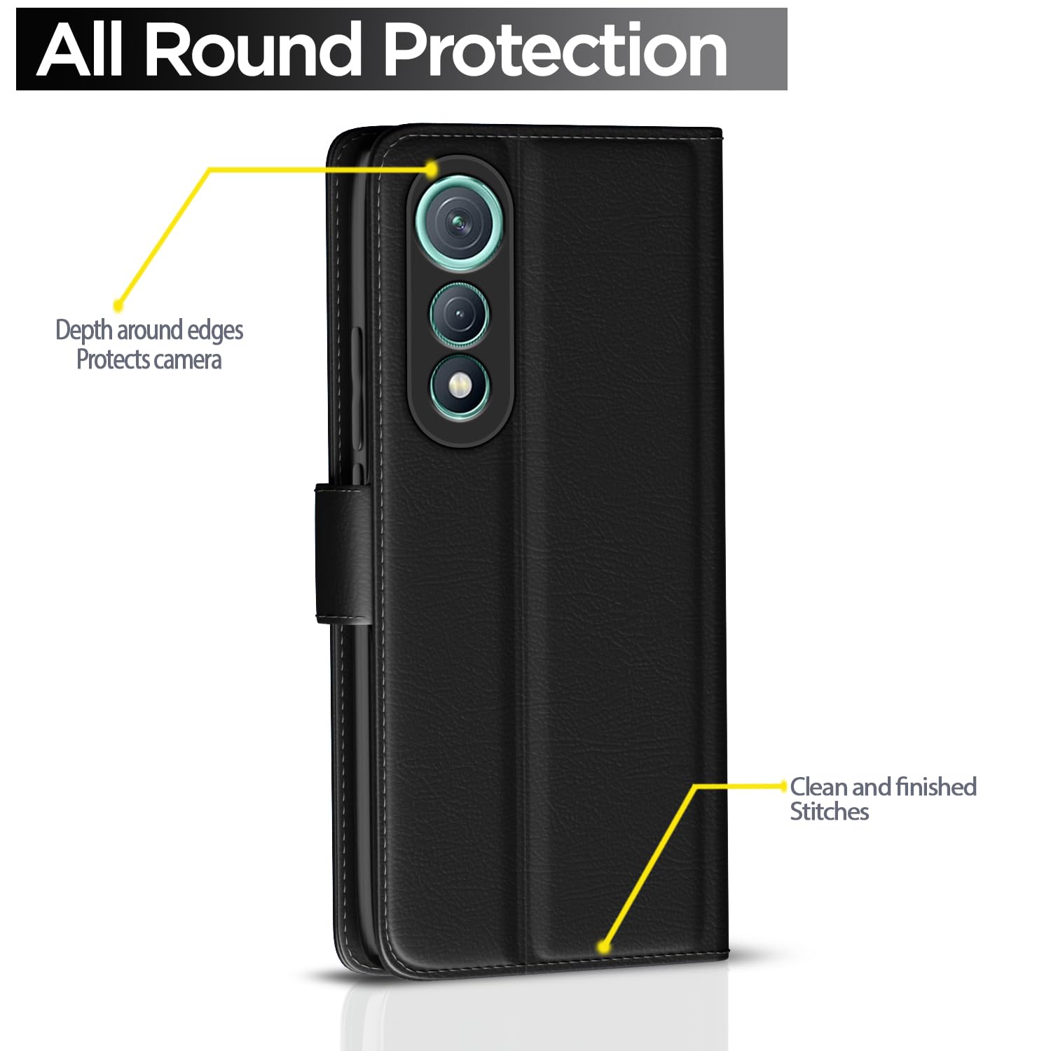 Pikkme Tecno Pova Curve 5G Premium Leather Finish Vintage Flip Cover (Black)