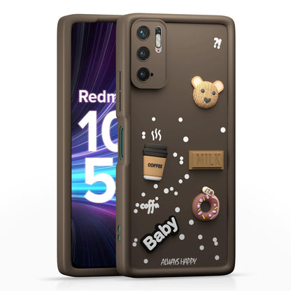 Pikkme Redmi Note 10T 5G / Poco M3 Pro 5G  Cute Fun Cartoon 3D Bear Coffee Back Cover (Brown)