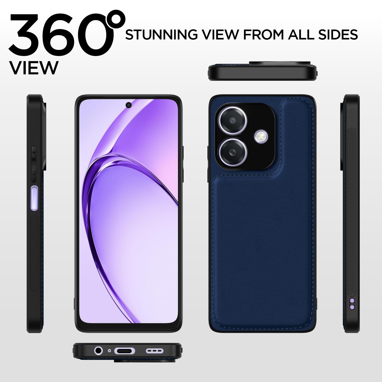 Oppo A3x 5G/A3x 4G/A3 5G Leather mobile cover in blue by Pikkme – photo 2