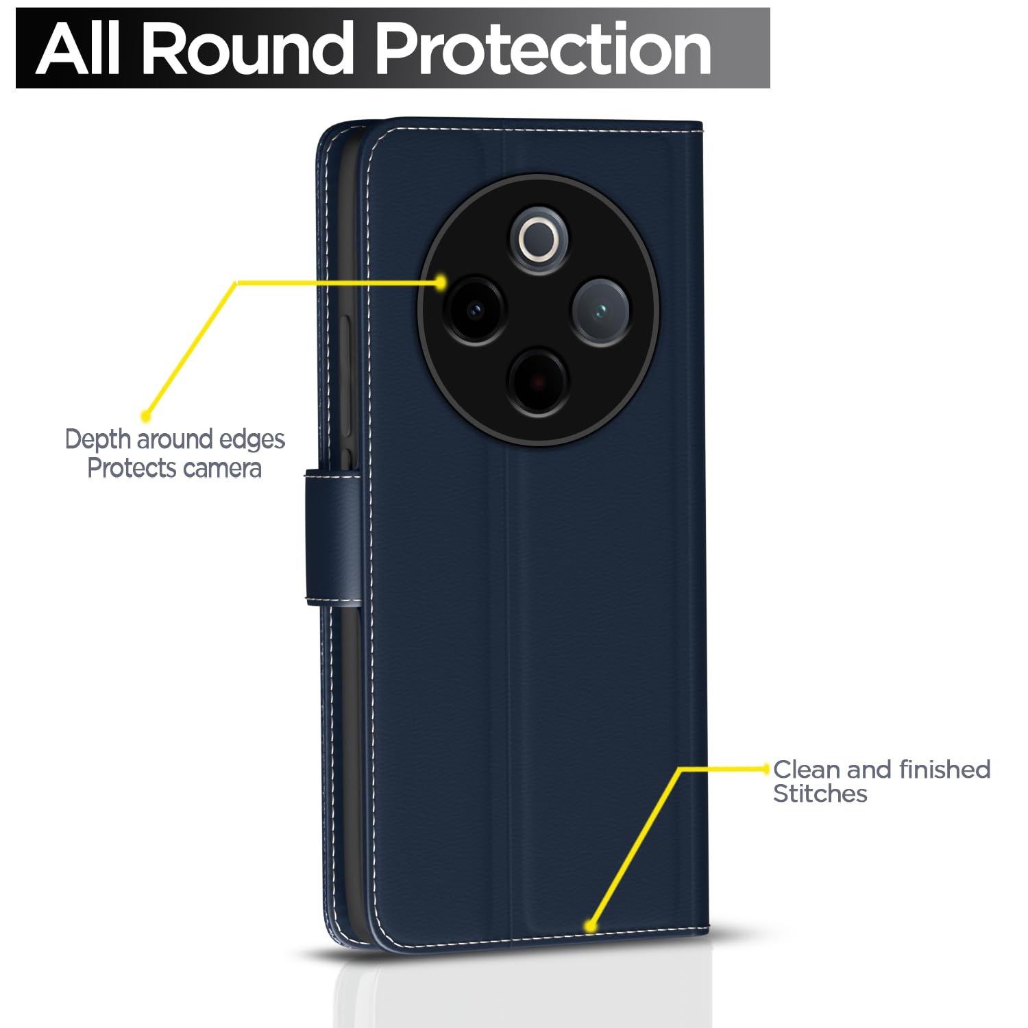 Pikkme Vivo T4 5G / iQoo Z10 5G Contrast Flip Cover (Blue)