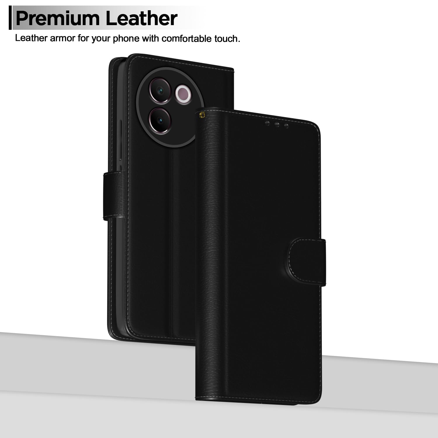Vivo V30e 5G wallet flip cover in black by Pikkme – photo 2