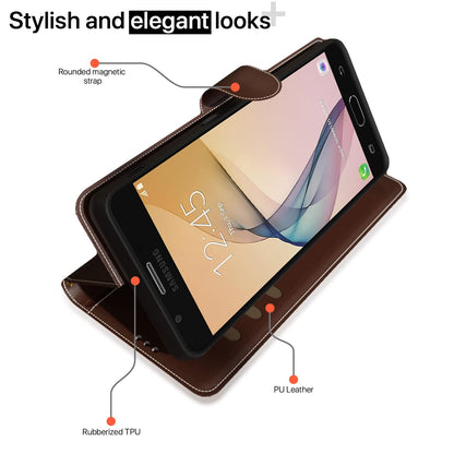 Pikkme Samsung J7 Prime Magnetic brown & coffee wallet flip cover – photo 3
