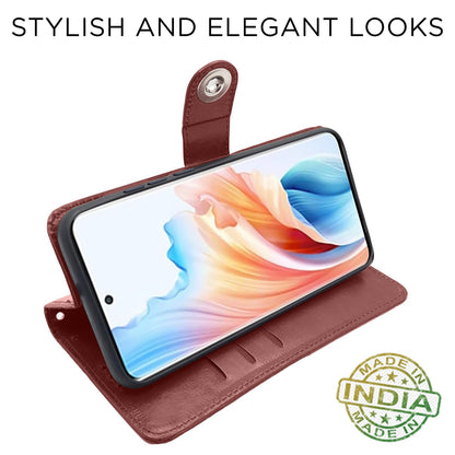 Pikkme Oppo A2 Pro 5G Button brown wallet flip cover – photo 5