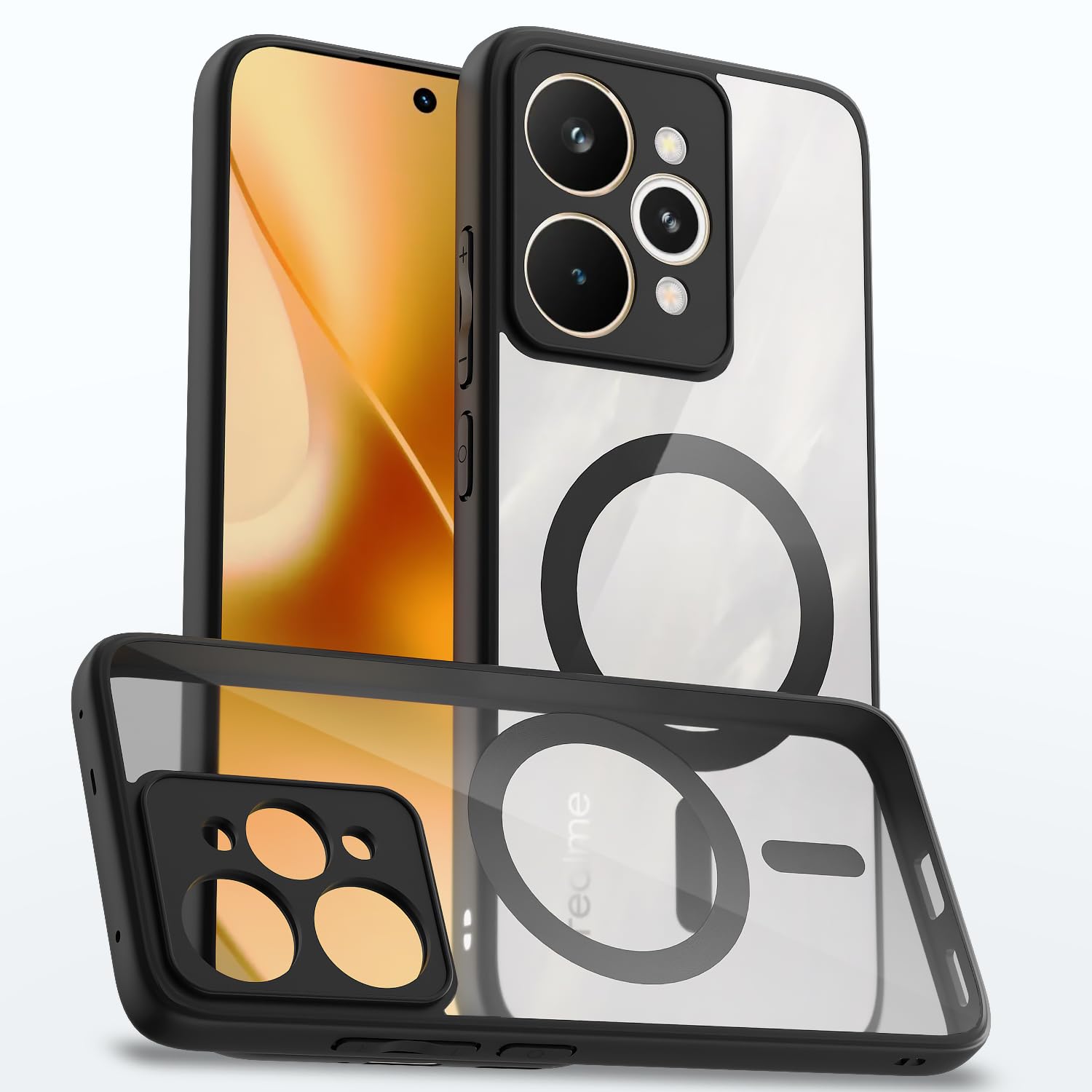 Pikkme black mag-safe mobile cover for Realme 15 5G