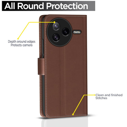 Pikkme Poco F7 Pro 5G Contrast Flip Cover (Tan)