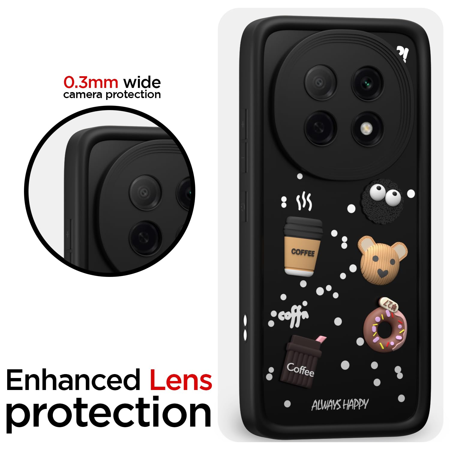 Pikkme Oppo F29 Pro 5G Cute Fun Cartoon 3D Bear Coffee Back Cover (Black)
