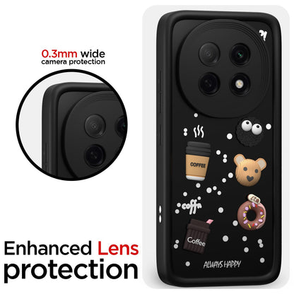 Pikkme Oppo F29 Pro 5G Cute Fun Cartoon 3D Bear Coffee Back Cover (Black)