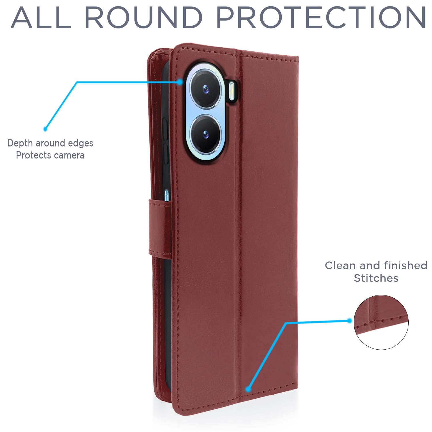 Pikkme Vivo T2X/Y16/Y56 5G brown flip case – photo 5