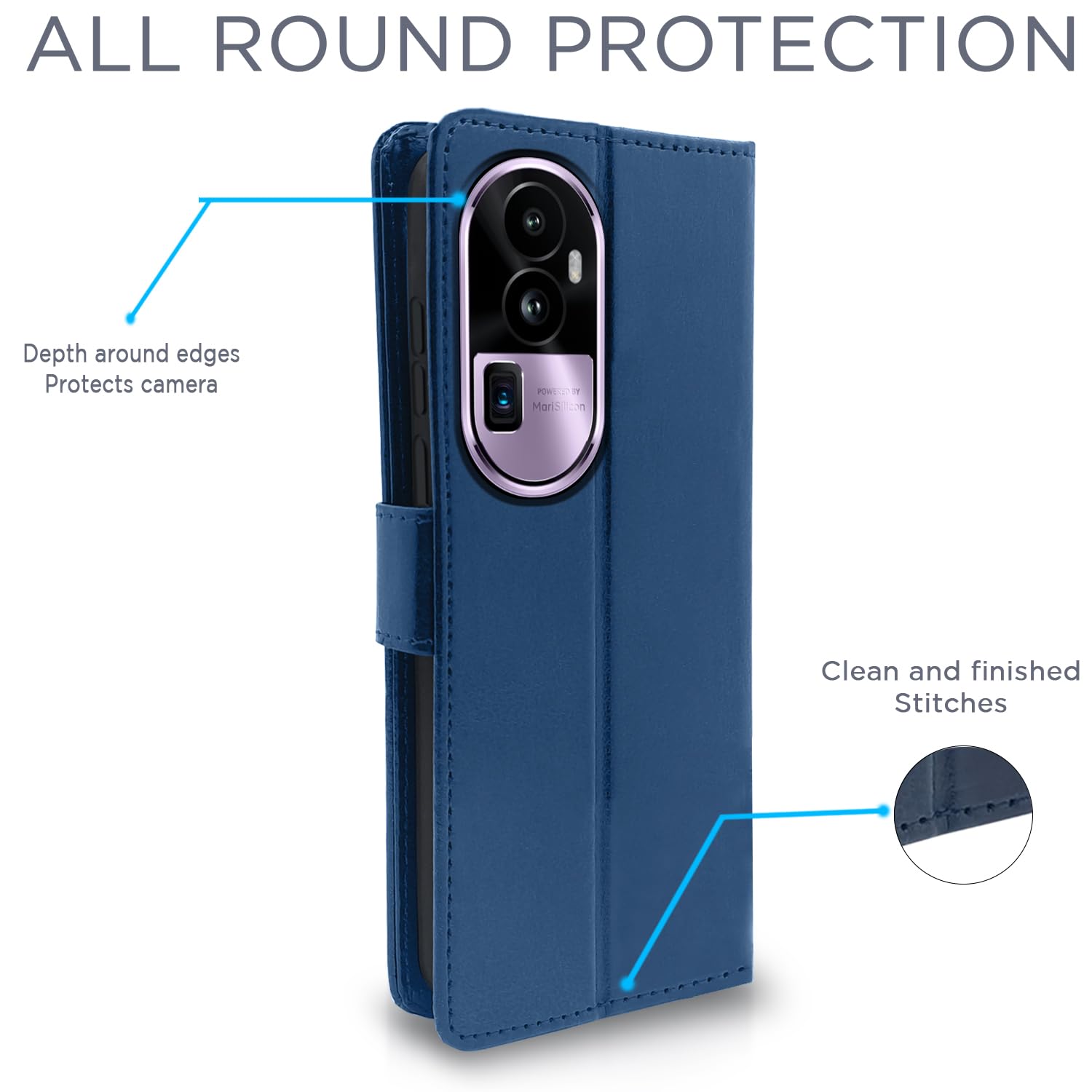 Pikkme Oppo Reno 10 Pro Plus 5G blue mobile flip cover – photo 4