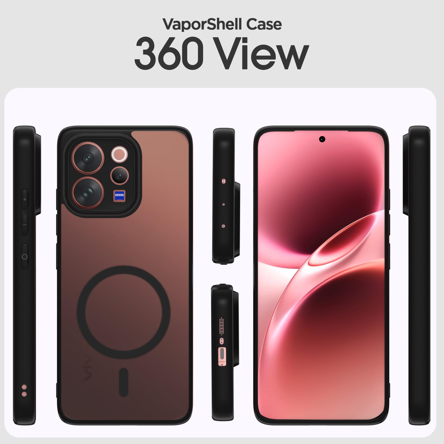Pikkme black smoke mag-safe MagSafe mobile cover for Vivo V70 5G – photo 2